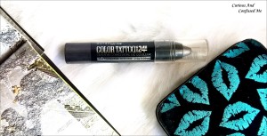 Maybelline Color Tattoo Concentrated Crayon in Charcoal Chrome review Maybelline Color Tattoo Concentrated Crayon review Maybelline eyeshadow review Dusky indian blogger Beauty blog India Budget makeup review Maybelline Color Tattoo Concentrated Crayon in Charcoal Chrome swatch