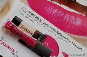 LOreal Paris Infallible Pro Matte Gloss Rouge Envy review, LOreal Paris matte gloss rouge envy review, Loreal rouge envy, Loreal liquid lipstick review. Loreal pink lipstick, Loreal gloss rouge envy, Pink shade for Dusky skintone